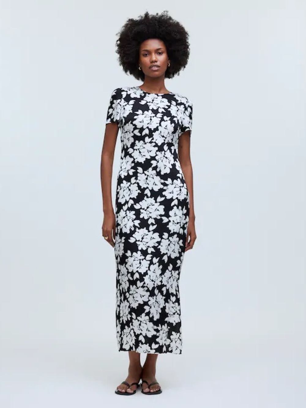 Madewell Chic Preppy Maxi T-Shirt Dress in Lucia Floral Hammered Satin Size 0